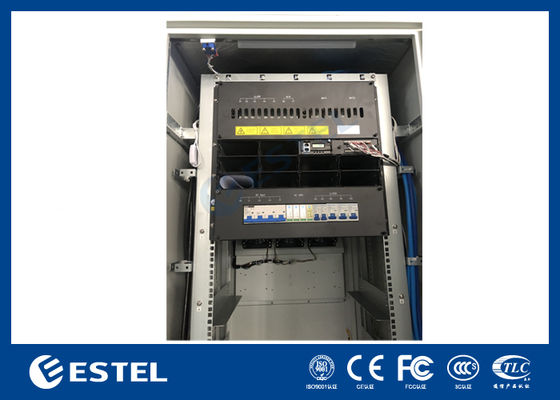 Gabinete de energía para telecomunicaciones y gabinete de baterías exterior de 32U con panel de distribución de energía y protección antirrobo de baterías