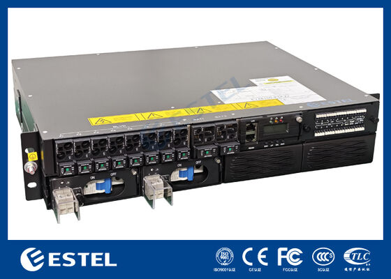 ET48100P5E22 Sistema de distribución de energía CC montado en bastidor para redes de telecomunicaciones con 8 salidas de alimentador, 2 entradas de batería y monitoreo integrado