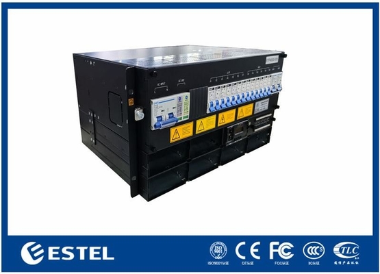 Sistema de alimentación de CC de 3–12kW, subrack 5U, entrada de 220 VCA, salida de 43–58 VCC, eficiencia >96%, módulos rectificadores ≤2kg, montaje en rack de 19 pulgadas