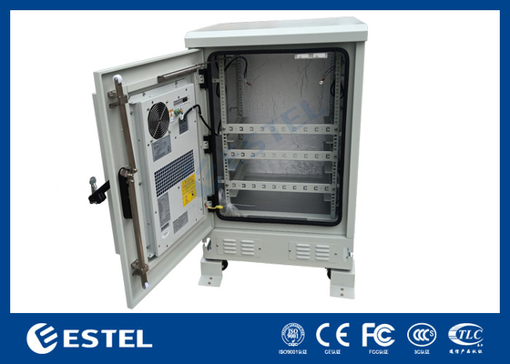 19 pulgadas 15U gabinete de telecomunicaciones al aire libre con aire acondicionado, Cuatro ruedas Climatología resistente gabinete de datos