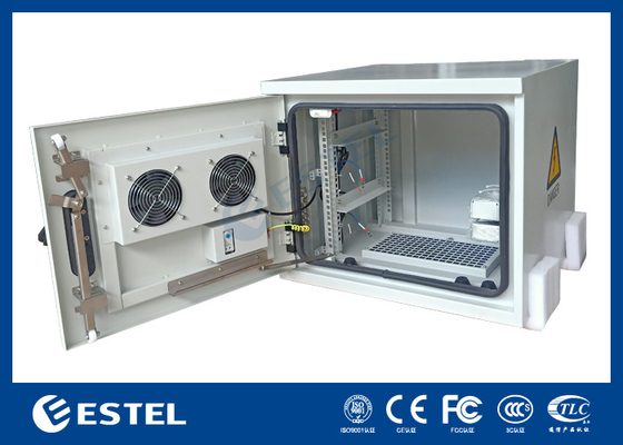 Revestimiento de polvo de poliéster gabinete de telecomunicaciones al aire libre con dos ventiladores AC220V 50Hz ET6060500A-9U