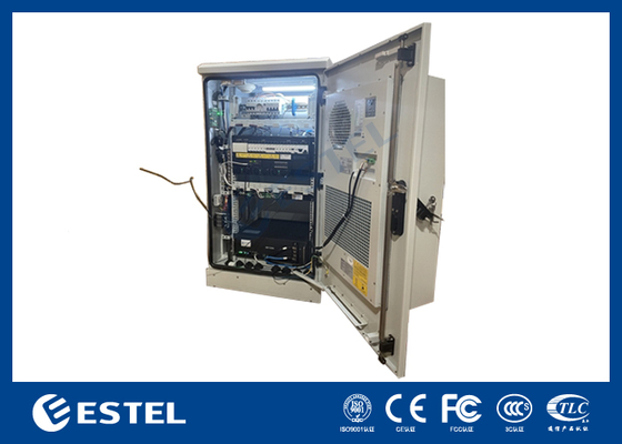 Gabinete de telecomunicaciones estándar para exteriores de 18U de 19 pulgadas con sistema de refrigeración integrado y puerta frontal de acero inoxidable