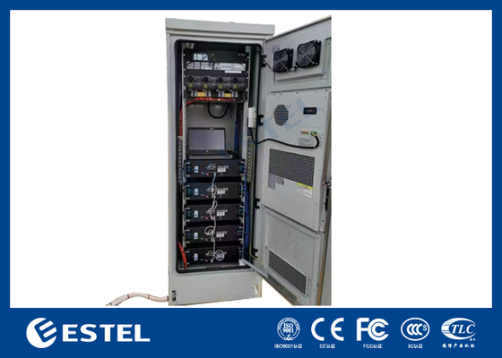IP55 22U gabinete de baterías al aire libre con sistema de alimentación de rectificador de 9KW 48VDC incorporado para aplicaciones de telecomunicaciones