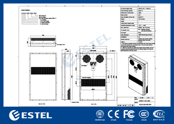 Intercambiador de calor para gabinete de 48VDC 325W/K con comunicación RS485 MODBUS RTU