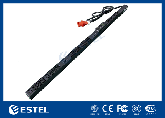 19 tomas de corriente, PDU de protocolos inteligentes, protección contra sobretensiones, capacidad de 16A/250V y diseño de enchufe plano para una distribución de energía confiable en el bastidor de servidores y seguridad del equipo.