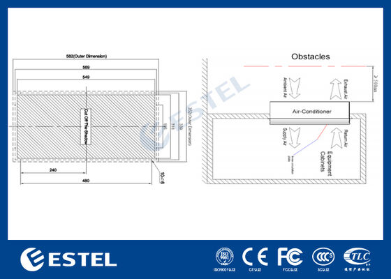 EX12DHC1B Intercambiador de calor CC de alta eficiencia para gabinetes de telecomunicaciones exteriores – 120W/K de capacidad calorífica, rango de funcionamiento de -40°C a +55°C, protección IP55, entrada de CC -48V, control remoto compatible