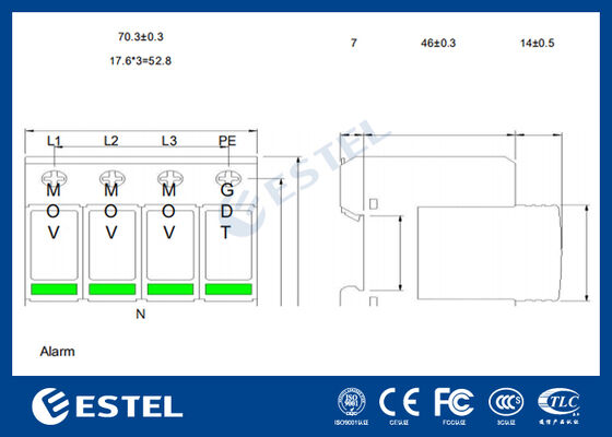 M1L385-40 II Dispositivo de Protección contra Sobretensiones (SPD) para Distribución de Energía - Corriente de sobretensión de 40kA, 230V/400VAC, Puerto de alarma remoto, Instalación en carril DIN, IP20, Protección Clase C