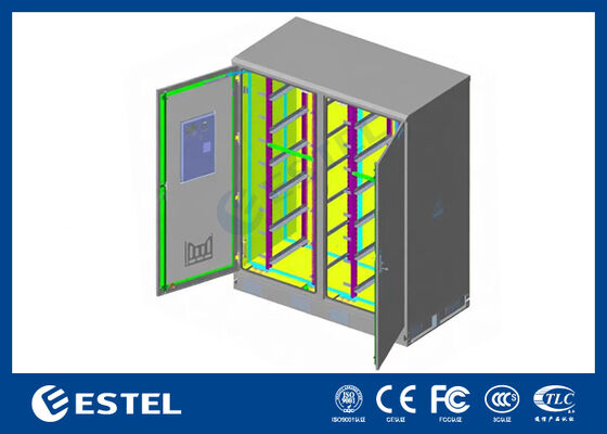 Gabinete eléctrico exterior IP65 de 42U con doble compartimento, construcción de acero inoxidable SUS316