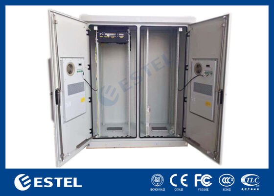 Outdoor Daul-cabinet 48U Telecom Cabinet with Power Distribution and Backup System