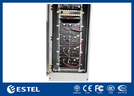 Cabinet de energía de telecomunicaciones al aire libre con refrigeración integrada 4pcs 48V 200Ah módulos de batería de litio y sistema de energía