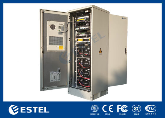 Cabinet de energía de telecomunicaciones al aire libre con refrigeración integrada 4pcs 48V 200Ah módulos de batería de litio y sistema de energía