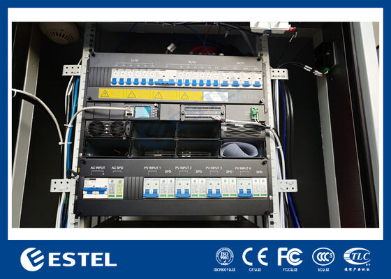 Cabinet de energía de telecomunicaciones al aire libre con refrigeración integrada 4pcs 48V 200Ah módulos de batería de litio y sistema de energía