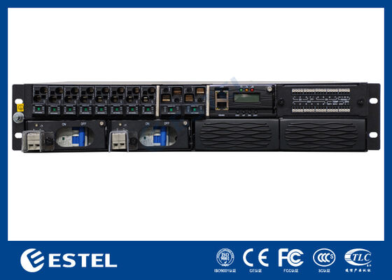 ET48100P5E22 Sistema de distribución de energía CC montado en bastidor para redes de telecomunicaciones con 8 salidas de alimentador, 2 entradas de batería y monitoreo integrado
