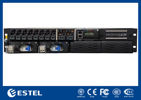 ET48100P5E22 Sistema de distribución de energía CC montado en bastidor para redes de telecomunicaciones con 8 salidas de alimentador, 2 entradas de batería y monitoreo integrado