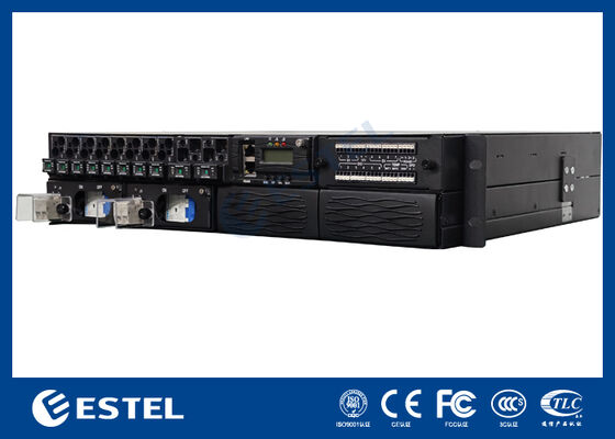 ET48100P5E22 Sistema de distribución de energía CC montado en bastidor para redes de telecomunicaciones con 8 salidas de alimentador, 2 entradas de batería y monitoreo integrado