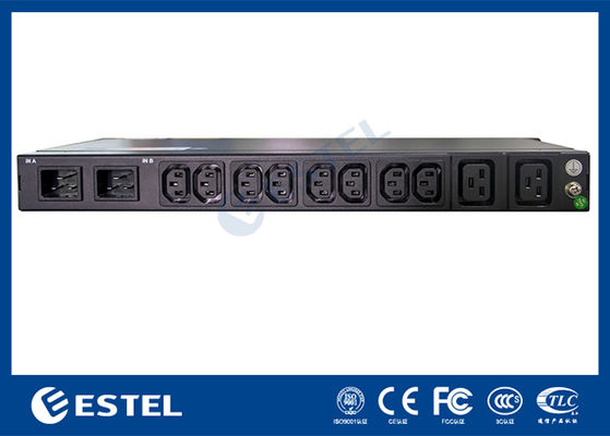 PDU de rack conmutado de entrada dual de 200-240 VCA 2x16A con monitorización de protección KN-1